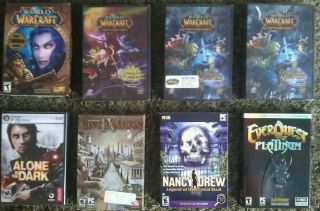 PC Games Lot 16 EverQuest Call of Duty 2 Warcraft Trading Card Games 