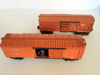 Vintage Lionel Train Cars Operating Cattle Car 3656 & AT&SF 348425 O 