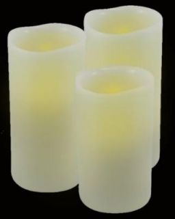 Flameless LED Vanilla Scented Candle Pillar with Timer Set of 3