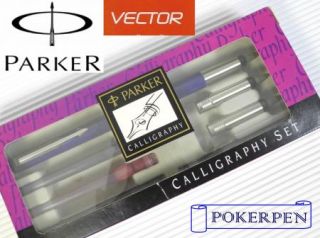 Parker Vector Calligraphy Pen Set Blue 5 Cartridges