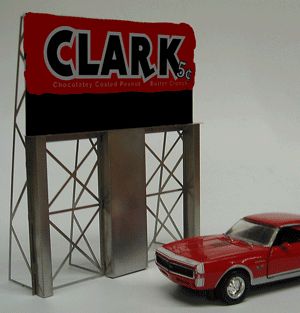 HO or O Scale Clark Bars Roadside Animated Neon Billboard Built Up 