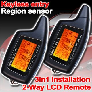 Car Alarm System LCD Remote Start Keyless Entry Region Sensor Security 