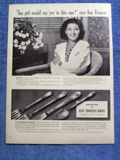 1941 1847 Rogers Bros Silverplate Ad Adoration Pattern Shown Kay 