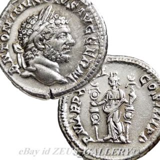 CARACALLA FIDES MILITARY STANDARDS Ancient Roman Silver Coin denarius 