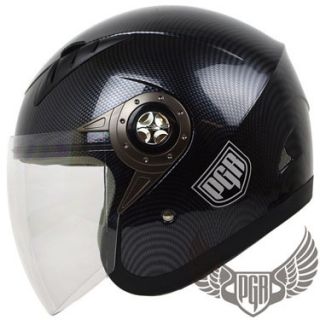 Jet Pilot Carbon Motorcycle Helmet Scooter Open Face XL