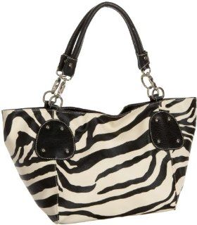 Black Large Vicky Zebra Print Faux Leather Satchel Bag Handbag Purse 