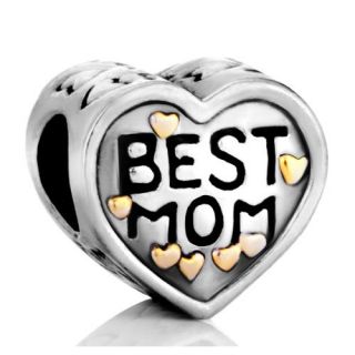 Pugster Heart Best Mom Charms Beads Fit Pandora Chamilia Biagi Charms 