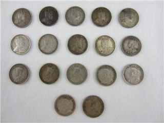 1902 1920 Silver Canada Canadian Nickel 5 Cent Coin Lot of 17 No 