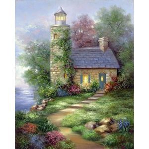 Acrylic Paint Art Kit on Canvas Romantic Lighthouse