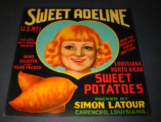 25 Old Sweet Adeline Louisiana Sweet Potatoes Labels