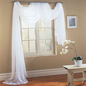 White 1 Pcs. crushed Sheer Voile Window Panel Solid scarf valance 