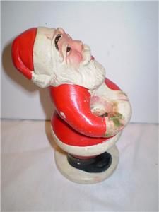 Vintage Chalkware Santa Claus Candle Holder Figurine Christmas Putz 