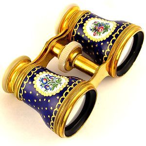 Antique French Lemaire Paris Enamel Mother of Pearl Opera Glasses 