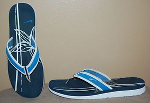NIKE WOMENS CANET THONG FLIP FLOP SANDALS NAVY BLUE SILVER WHITE SHOES 