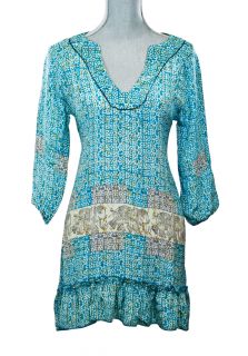 tolani marti tunic silk turquoise brand new and in perfect condition