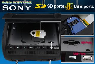 Dual Twin 9 in Car Headrest DVD Player Monitor Sony Lens USB SD Port 