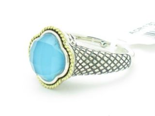 Andrea Candela 18kt and Sterling Silver Doublet Turquoise Clover Ring 