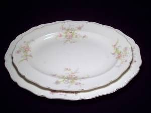 Canonsburg Pottery 2 Oval Platters Pink Roses Floral