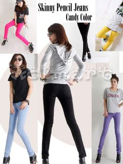 Lady Sexy Candy Color Skinny Pencil Jeans Stretchy Slim Leggings Pants 