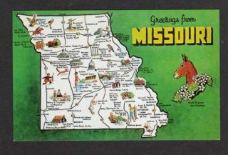 MO Greetings from Missouri State Map Rolla Branson PC