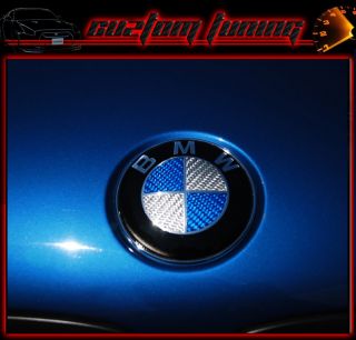 BMW Hood Real Carbon Fiber Emblem Badge Blue Silver E36 E46 E90 E92 