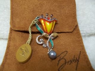 Barbara Bixby Sterling 18K Enamel Gemstone Lily Pendant