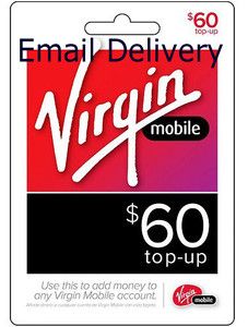 Virgin Mobile $60 Prepaid Top Up Pin Refill Card