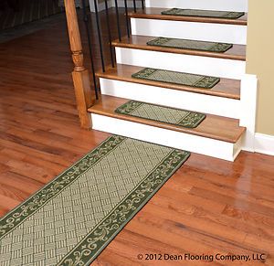 Dean Washable Non Skid Carpet Stair Treads w Landing Runner Dark 