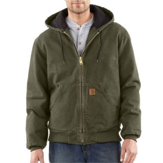 Carhartt Sandstone Duck Active Jacket Quilted Flannel Lined Army Green 