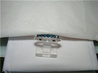 925 7 stone caribbean blue diamond band ring size 7