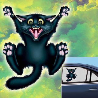 Halloween Horror Crazy Cat Car Window Cling Decoration