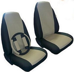 Seat Covers Car Truck SUV Synthetic Leather Tan 5 PC