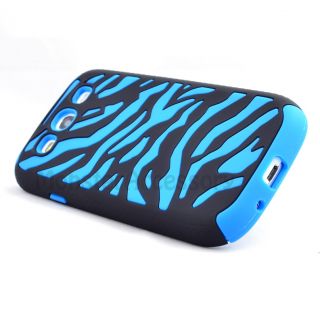 Black Blue Zebra Double Layer Hard Case Cover for Samsung Galaxy s III 
