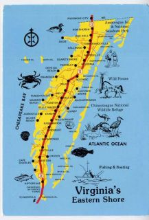 Cape Charles – Temperanceville Eastern Shore Map Postcard