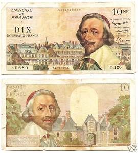 France Dix Nouveaux Francs 1960 Cardinal Richelieu P142