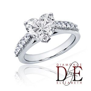 Diamond Engagement Ring 1 05 Carat Total Heart Shape 14k White Gold 