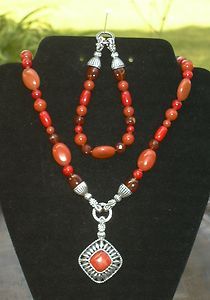 Carolyn Pollack Color Connections Red Gemstone Jewelry Set