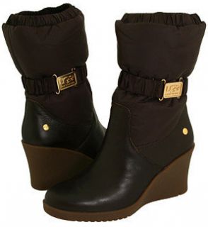 209 UGG Australia Cassady Wedge Nylon Leather Boots Size 8 Espresso 