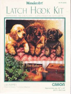 Caron Wonderart Latch Hook Kit 24 x 34 Lab Puppies Rug Sale 4386 