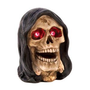 Set of 2 Terrifying Decorations Lighted Grim Reaper Wicked Eyes Head 
