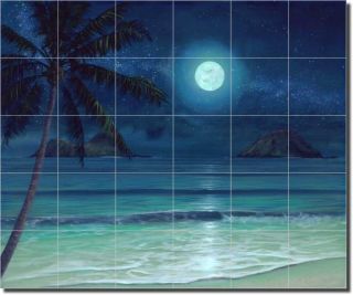 Deir Tropical Moon Seascape Art Ceramic Tile Mural