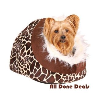 Animal Brown Cat Igloo Cave Bed Kitten Snuggle Pet Pad Warm Dog House 