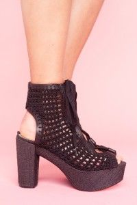 Carlie Crochet Platform 70s Lace Shoe Booties Retro 7 5