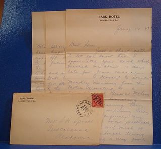 CARTERSVILLE, GA/1928 Letter+Envelope/PARK HOTEL