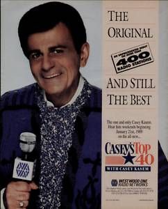 1989 Casey Kasem Debut Top 40 Westwood Radio Promo Ad