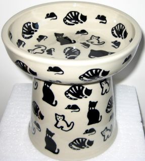   Classy Cat Dry Food Dish Water Bowl Kotc Black Cats Mice