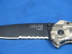 New SOG Flash II Digi Camo 1 2 Serr Black TINI Assisted Open Knife 
