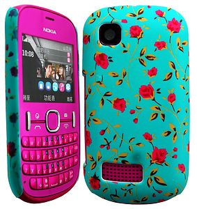 Floral Hard Shell Back Case Cover Skin for Nokia Asha 201