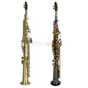   Shell Buttons BB Soprano Straight Saxophone Brass Sax with Case