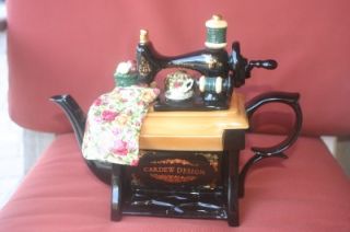 Royal Albert Cardew Teapot Old Country Roses Teapot Sewing Machine 